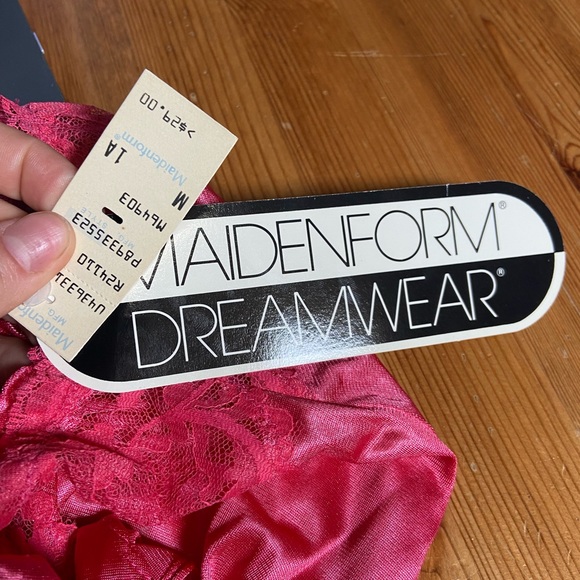 698. VINTAGE Maidenform Pink Lace Trim Maxi Gown NWT M - Picture 7 of 7